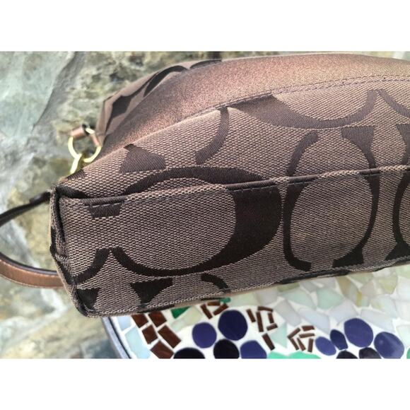 COACH SIGNATURE STRIPE CONVERTIBLE SHOULDER BAG BROWN #13674 (500 - Picture 5 of 9